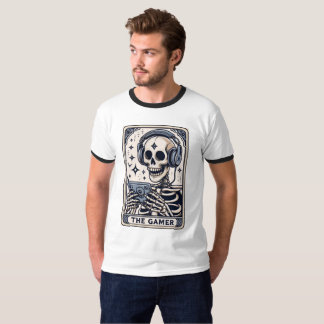 ゲーマー骸骨タロットカードTシャツ Tシャツ