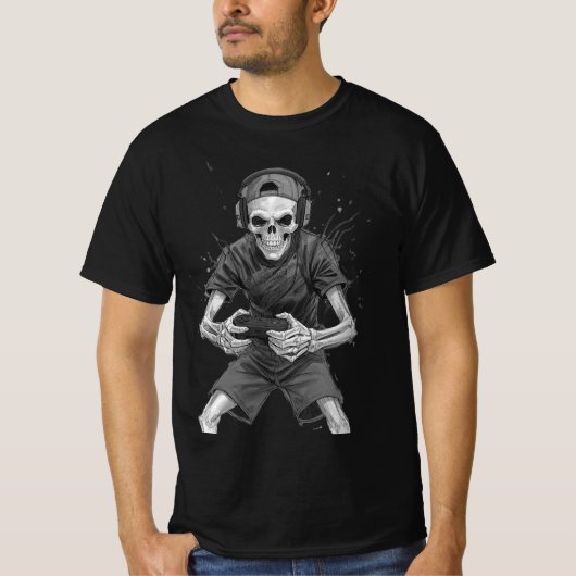 ゲーマー骸骨 Tシャツ (正面)