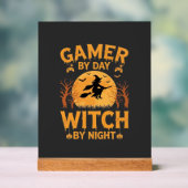 ゲーマー魔女ハロウィンゲームデザイン アクリルサイン (ニュートラル)
