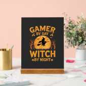 ゲーマー魔女ハロウィンゲームデザイン アクリルサイン (ウェディング)