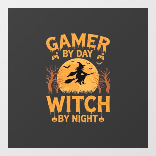 ゲーマー魔女ハロウィンゲームデザイン ウィンドウサイン (シート)