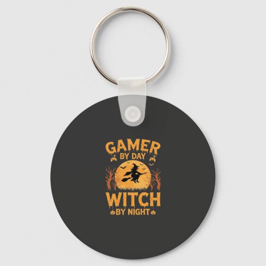 ゲーマー魔女ハロウィンゲームデザイン キーホルダー (正面)