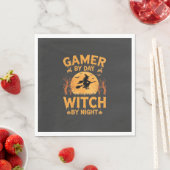 ゲーマー魔女ハロウィンゲームデザイン スタンダードランチョンナプキン (インサイチュ)