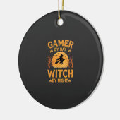 ゲーマー魔女ハロウィンゲームデザイン セラミックオーナメント (左)