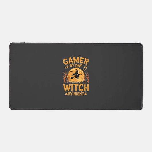 ゲーマー魔女ハロウィンゲームデザイン デスクマット (正面)
