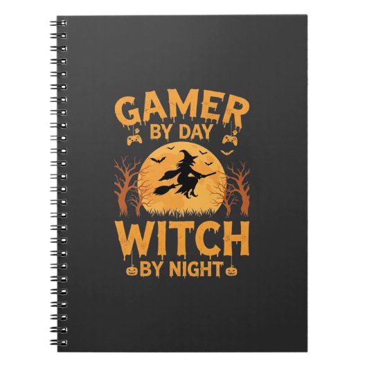 ゲーマー魔女ハロウィンゲームデザイン ノートブック (正面)