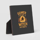 ゲーマー魔女ハロウィンゲームデザイン フォトプラーク (正面)