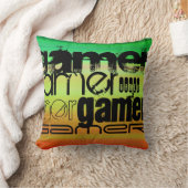 ゲーマー鮮やか、緑、オレンジ、黄 クッション (ブランケット)