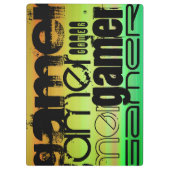 ゲーマー鮮やか、緑、オレンジ、黄 クリップボード (裏面)