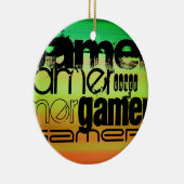 ゲーマー鮮やか、緑、オレンジ、黄 セラミックオーナメント (右)