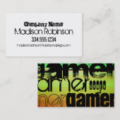 ゲーマー鮮やか、緑、オレンジ、黄 名刺 (正面/裏面)