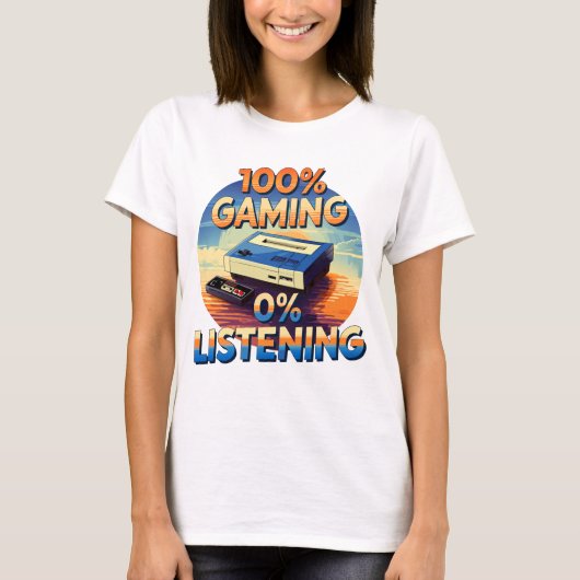 ゲーマー0 %聞のゲーマーおもしろいレトロスタイルゲーム Tシャツ (正面)