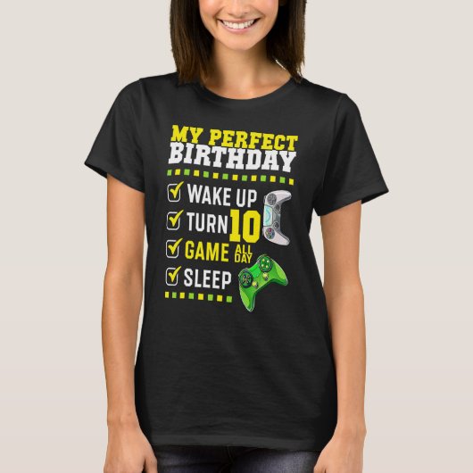 ゲーマー10歳にぴったりの10歳の誕生日パーティー Tシャツ (正面)