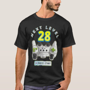ゲーマー28誕生日次レベル28ゲームコントローラー Tシャツ