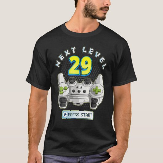 ゲーマー29誕生日次レベル29ゲームコントローラー Tシャツ (正面)