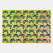 ゲーマー3グランジ誕生日ジフトラップ ラッピングペーパーシート (正面)