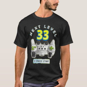 ゲーマー33誕生日次レベル33ゲームコントローラー Tシャツ