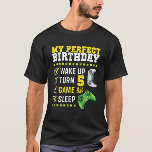 ゲーマー5歳Bに最適な5歳の誕生日パーティー Tシャツ (正面)