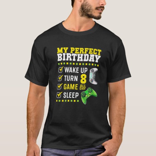 ゲーマー8歳Bに最適な8歳の誕生日パーティー Tシャツ (正面)