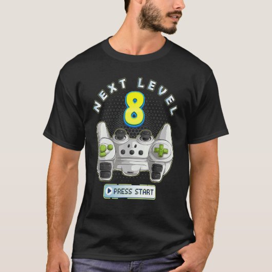 ゲーマー8誕生日次レベル8ゲームコントローラーBo Tシャツ (正面)