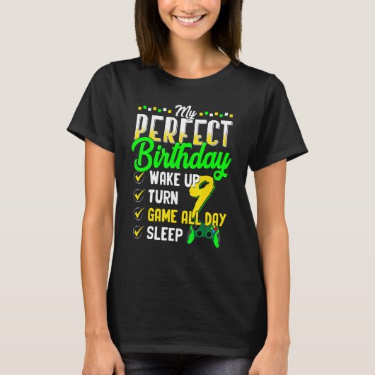 ゲーマー9歳のボーのための私の完璧な誕生日パーティー Tシャツ (正面)