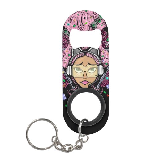ゲーマー・ガール キーホルダー栓抜き (正面)