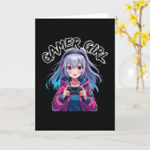 ゲーマー ガール ゲーム アニメ かわいい ビデオ ゲーム 女性 女子 カード (黄色い花)
