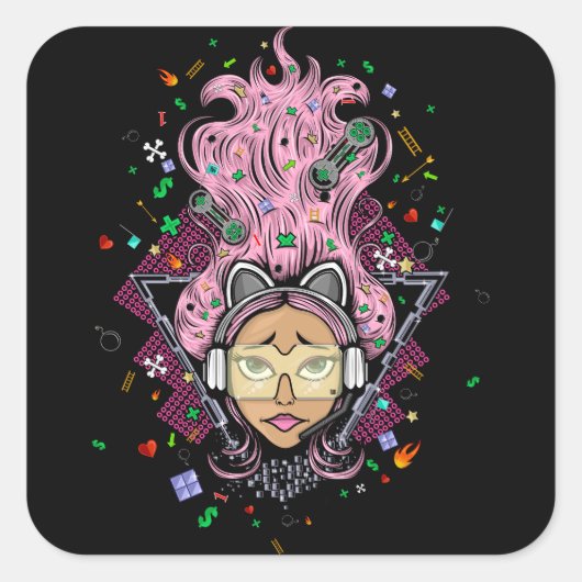 ゲーマー・ガール スクエアシール (正面)