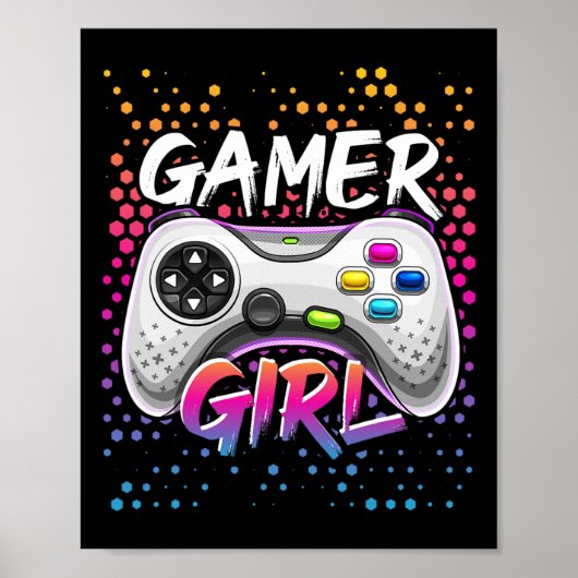 ゲーマー ガール ビデオ ゲーム コントローラー ゲーミング 誕生日 ギフト G ポスター (正面)