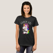 ゲーマー ガール ユニコーン ゲーミング かわいい ゲーム ギフト 女性 Tシャツ (正面フル)