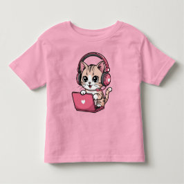 ゲーマー ガール 猫 ゲーミング かわいい トドラーTシャツ
