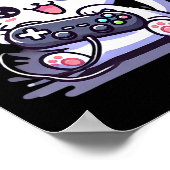 ゲーマー ガール 猫 ゲーム かわいい ビデオ ゲーム 女性 女子  ポスター (角)