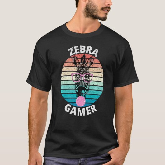 ゲーマー キッズ メンズ レディース 向けの シマウマ ゲーマー グラフィック Tシャツ (正面)