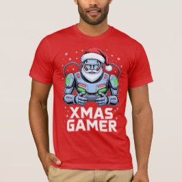 ゲーマー クリスマス ギフト サイバー サンタ ロボット Xmas ゲーマー Tシャツ