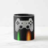 ゲーマー ゲームコントローラー ネオンカラー 黒 マグカップ (中央)
