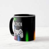ゲーマー ゲームコントローラー ネオン 名前 マグカップ (正面左)