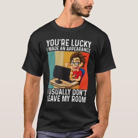 ゲーマー・ゲーム好きのためのラッキーな出演 Tシャツ (正面)
