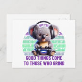 ゲーマー・コアラ来ー – 挽く人に良い事 ポストカード (正面/裏面)