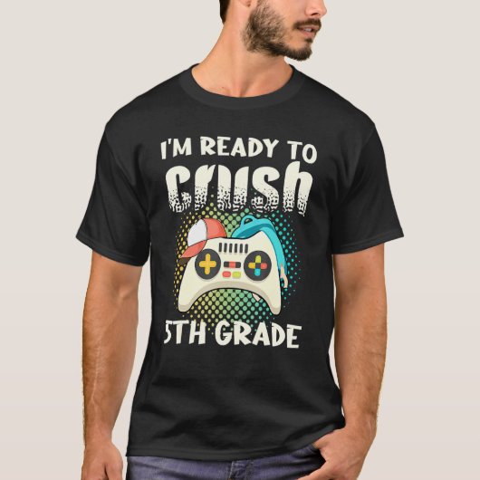 ゲーマー コントローラー 学校 5年生をぶっ潰す準備完了 Tシャツ (正面)