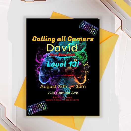 ゲーマー、ネクストレベル、プレーヤーワンビデオゲーム 招待状