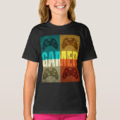 ゲーマー ビンテージ ビデオゲーム コントローラー Tシャツ (正面)