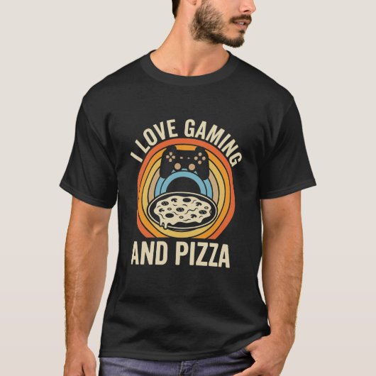 ゲーマー ピザ ギャグ グッズ 男の子 Tシャツ (正面)