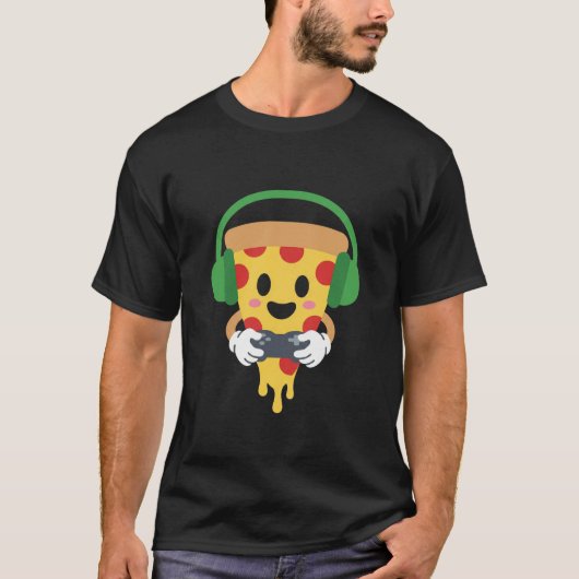 ゲーマー ピザ ゲーミング ゲーム好き 少年 Tシャツ (正面)