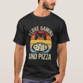 ゲーマー ピザ ゲーム好きな少年 Tシャツ (正面)