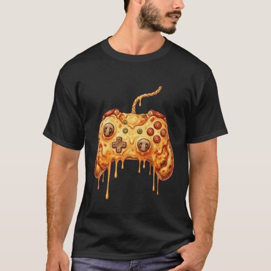 ゲーマー ピザ ゲーム好きな少年 Tシャツ (正面)