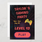 ゲーマー ボーイ ゲーム 誕生日 招待状 (正面/裏面)