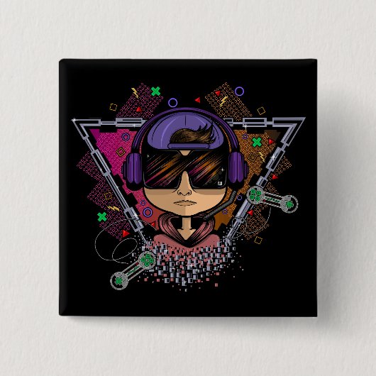 ゲーマー・ボーイ 缶バッジ (正面)