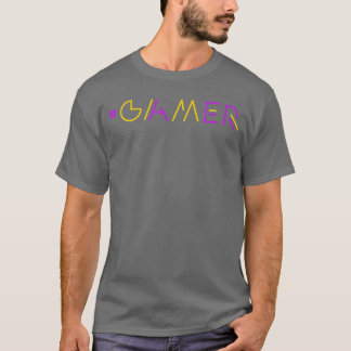 ゲーマー レトロゲーム好き ビデオゲーム愛好家 イエローパープル Tシャツ