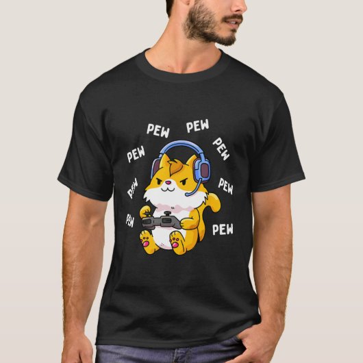 ゲーマー 猫 ビデオ ゲーム ネコ ゲーミング キティ 愛好家 Tシャツ (正面)