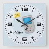 ゲーマー-背景色を選んで下さい スクエア壁時計 (正面)